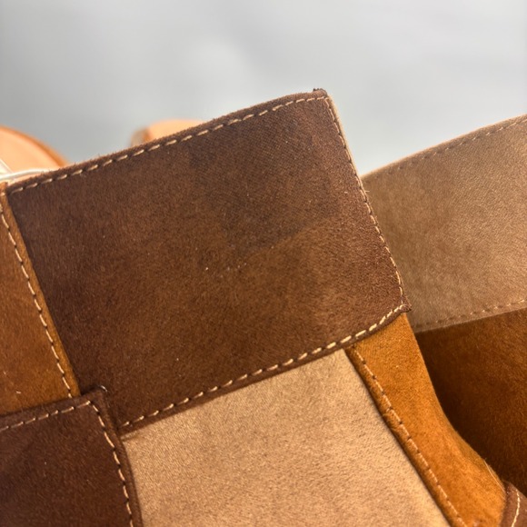 Universal Thread Tess Patchwork Mules Women 8 Brown Suede Block Heel Platform - Picture 2 of 15